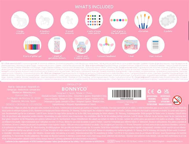 BONNYCO Unicorns Gifts for Girls Painting Kit with 18 Figurines Painting for Kids with Glow in The Dark | Girl Toys 3 4 5 6 7 8 9 10 Years Crafts Kids Gifts Birthday Christmas | Unicorn Toys Niñas-CubbioJoy
