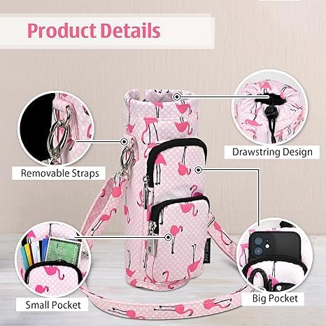 Betsey Johnson Insulated Water Bottle Pouch Holder Carrier Crossbag with Adjustable Shoulder Strap - Lightweight Polyester Accessories with Pockets Good for Hiking Sports-CubbioJoy