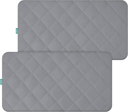 Crib Mattress Protector Waterproof Crib Sheets Fitted 2 Pack Gray Quilted Toddler Mattress Pad Cover 52" x 28" Machine Washable-CubbioJoy