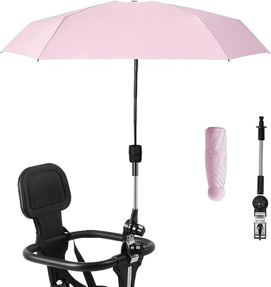 Clip-on Umbrella for Stroller Sunshade, Adjustable Steering Angle, Handle Included, Compact and Lightweight, Suitable for All Kinds of Strollers-CubbioJoy