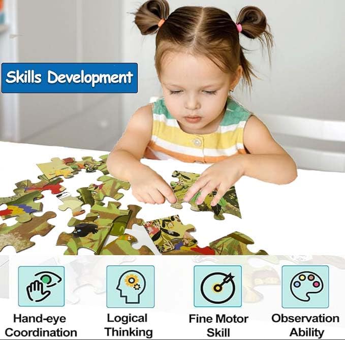 Jumbo Floor Puzzle for Kids, Large Jigsaw Puzzles 35 Piece for Kids Ages 3-5,Preschool Learning & Education Toys, Gifts for 4-8 Year Old Boys and Girls (Forest Animals 2)-CubbioJoy