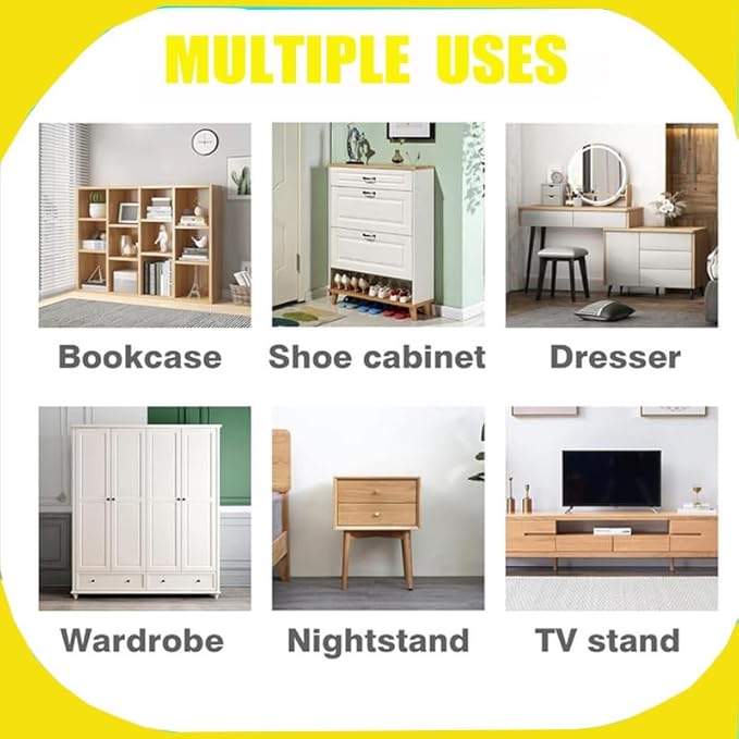 Anti Tip Furniture Anchors for Baby Pet Proofing,Furniture Wall Anchor Furniture Dresser Bookshelf Falling Prevention Device for Children (Yellow)-CubbioJoy