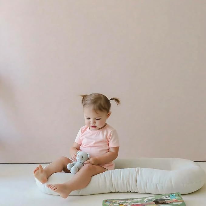 Baby Lounger - Snuggle Cozy Me Infant Lounger for Newborns | Breathable & Soft, Portable Awake-Time Pad, Essential Baby Gift- Natural (Lounger Cover Included)-CubbioJoy