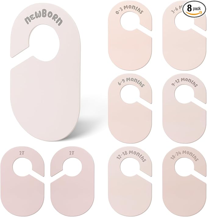 Baby Closet Dividers, Double Sided Nursery Clothes Size Separators for Newborn to 2T, Round, Neutral, 8 Pcs-CubbioJoy