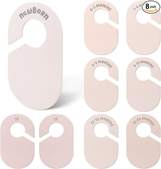 Baby Closet Dividers, Double Sided Nursery Clothes Size Separators for Newborn to 2T, Round, Neutral, 8 Pcs-CubbioJoy