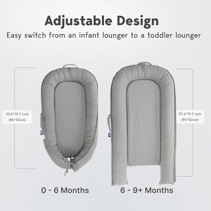 Infant Lounger, Baby Nest Cover for Baby Girls & Boys, Newborn Essentials for Baby 0-12 Months, 100% Cotton Breathable, Co Sleeper Portable Travel Bed (SlateGray, Cotton)-CubbioJoy