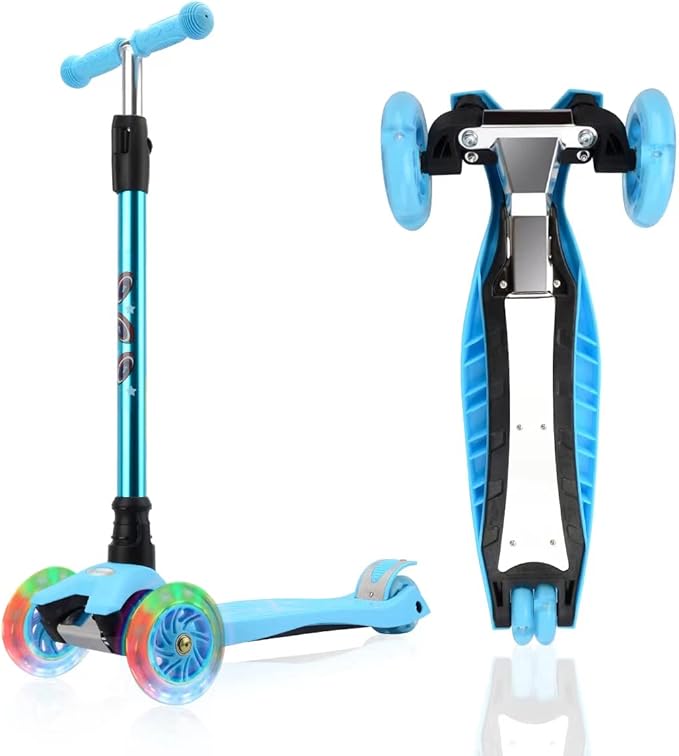 3 Wheel Scooter for Kids Ages 6-12,Kids Scooter with Light Up Wheels, Sturdy Deck Design, and 4 Height Adjustable Suitable for Kid Ages 3-12-CubbioJoy