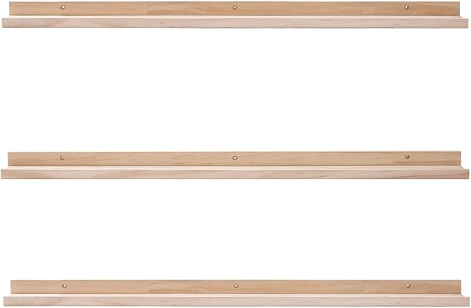 AZSKY 48 Inch Long Narrow Floating Shelves for Wall Storage Rustic Natural Wood Wall Shelf for Wall Décor Wall Bookshelf for Kids Room Picture Ledge Shelf a Set of 3-CubbioJoy