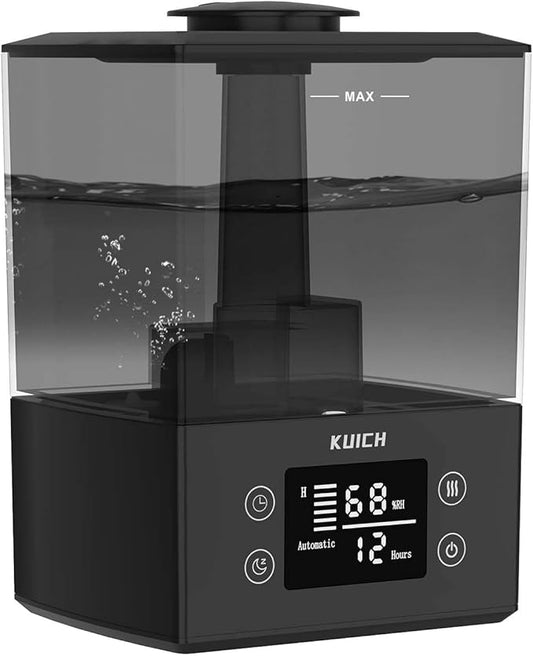 Air Humidifiers for Bedroom and Baby, Home & Plants - KUICH 2.4L Cool Mist Humidifiers for Nursery, 26db Quiet Top Fill Air Humidifier Lasts Up to 30 Hours, Auto Shut-Off, Easy to Fill and Clean,Black-CubbioJoy