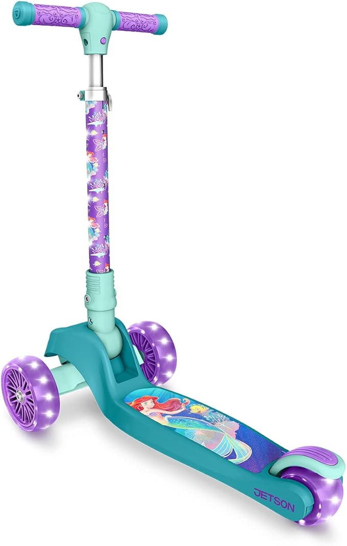 Jetson Character Kids Kick Scooter, LED Lights on Stem & Light-Up Wheels, Lightweight Frame, Height-Adjustable Handlebar, Lean-to-Steer System, Easy-Fold Mechanism-CubbioJoy