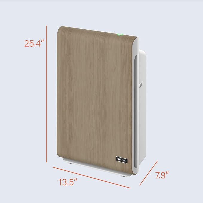 Aspen One Button Air Purifiers for Home, Cleans 1500 SqFt in 50min and 362 SqFt in 12min, HEPA Air Purifier with Automatic and App Control - Filtrate 99.97% of Smoke, Pollen, and more - Gold Oak-CubbioJoy