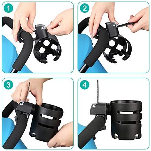 Accmor Stroller Cup Holder with Adjustable Strap, 360 Degree Rotatable Universal Cup Holder for Uppababy, Nuna, Doona Stroller, Drinks Holder for Wheelchair, Walker, Rollator-CubbioJoy