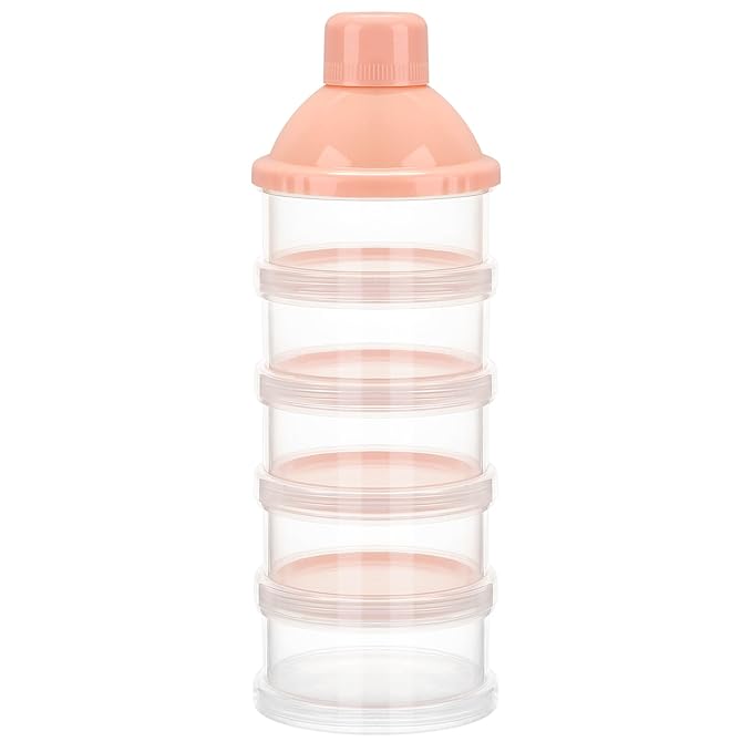 Accmor Formula Dispenser On The Go, 5 Compartments Stackable Formula Container for Travel, Baby Milk Powder Kids Snack Container, BPA Free-CubbioJoy