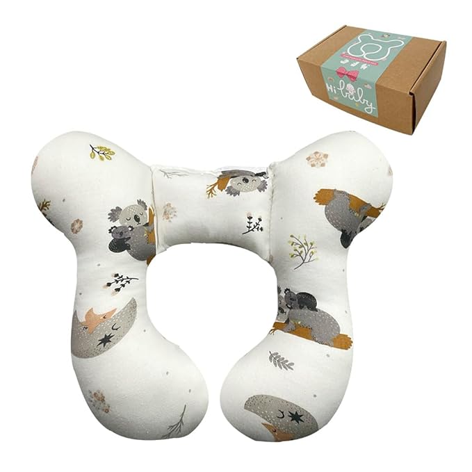 Baby Neck Pillows, Comfortable Baby Travel Head Neck Support Pillow for Car Seat Stroller Pushchair, Soft PP Cotton Travel Pillow for 0-1 Year Old Toddler Infant Newborn, Koala-CubbioJoy
