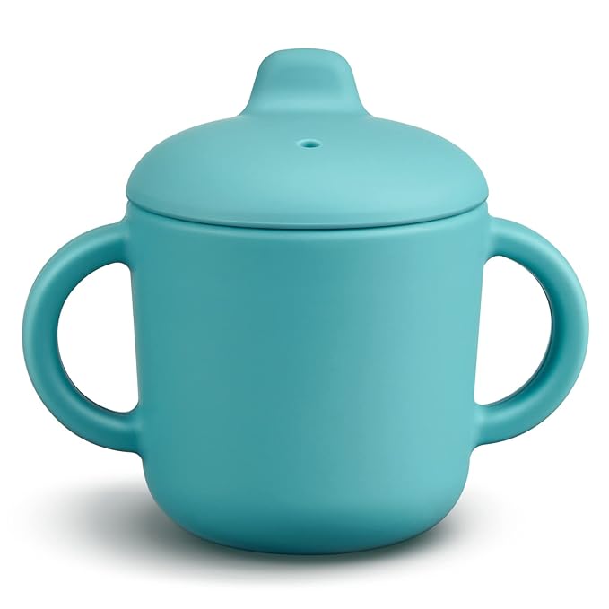 6 Months+ Sippy Cups with Handles,Small Silicone Sippy Cups Leak Proof 5oz,No Spill Sippy cups for Toddlers (Green)-CubbioJoy