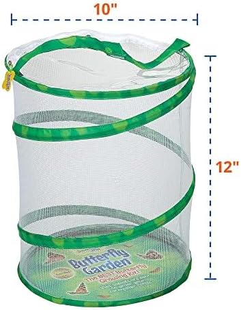 Insect Lore Butterfly Garden with Two Cups of Live Caterpillars, Life Cycle Figurines, English and Spanish Butterfly STEM Activity Journals | 10 Painted Lady Butterfly Baby Caterpillars-CubbioJoy