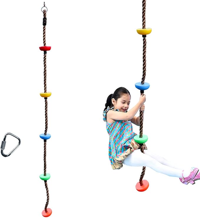 6.56ft Climbing Rope Swing with Treads Climbing Rope Plate Swing Hanging Swing Ninja Rope Accessories-CubbioJoy