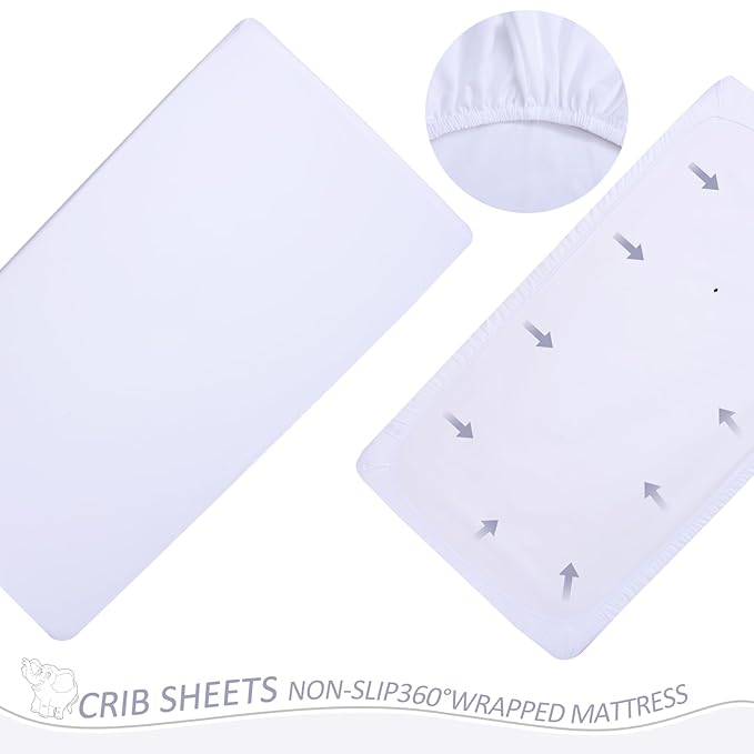 Cloele 3 Pieces Baby Crib Bedding Set- Solid Ruffle Quilted Set Includes Comforter Fitted Sheet Crib Skirt for Boys and Girls - Cute Ruffled Nursery Crib Standard Size Baby Bedding Set White-CubbioJoy