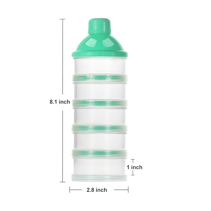 Accmor Formula Dispenser On The Go, 5 Compartments Stackable Formula Container for Travel, Baby Milk Powder Kids Snack Container, BPA Free-CubbioJoy