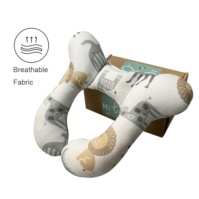 Baby Neck Pillows, Comfortable Baby Travel Head Neck Support Pillow for Car Seat Stroller Pushchair, Soft PP Cotton Travel Pillow for 0-1 Year Old Toddler Infant Newborn, Zoo-CubbioJoy