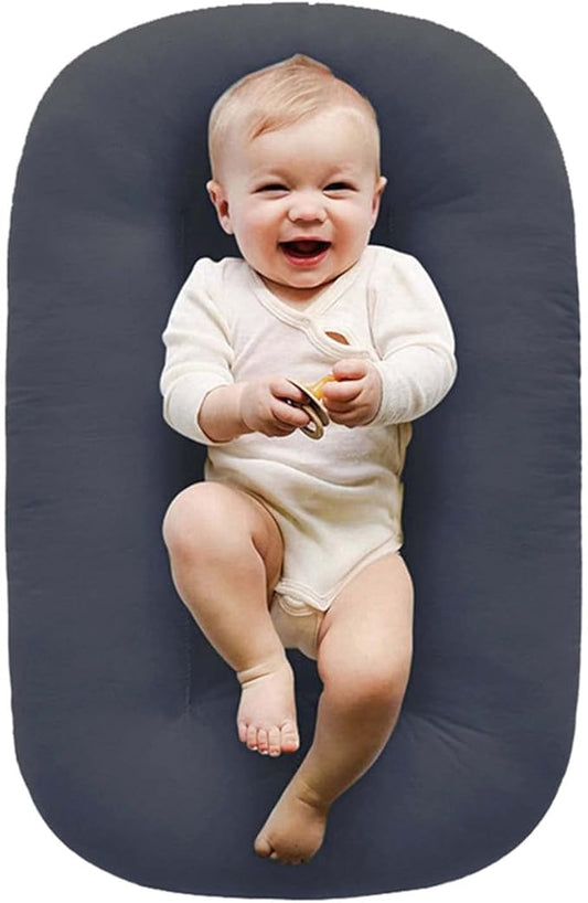 Baby Lounger, Baby Lounger for Newborn 0-12 Months, Portable Infant Lounger Soft Cotton Breathable for Home & Travel (Grey)-CubbioJoy