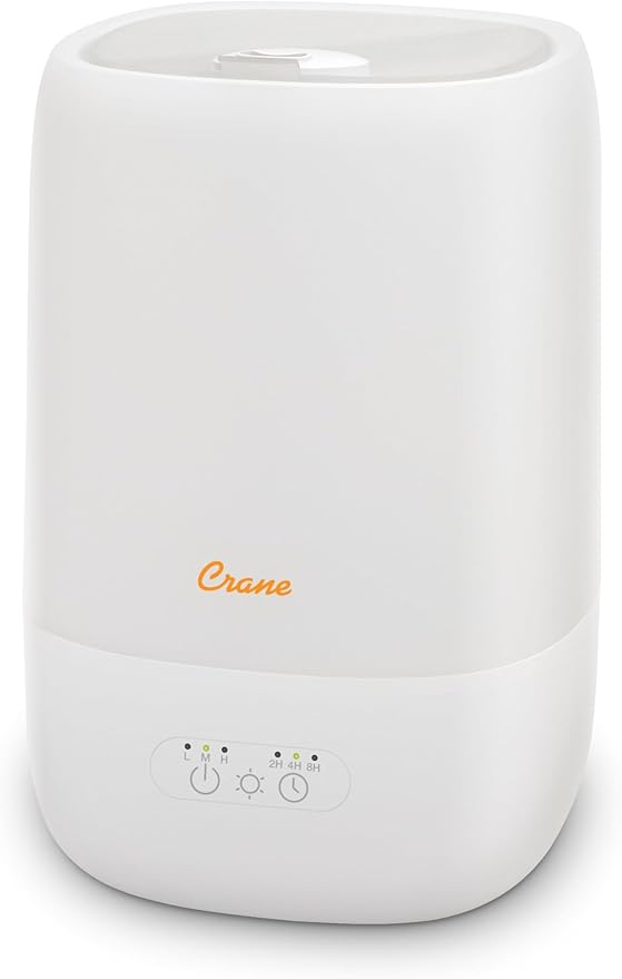 Crane Ultra-Quiet 3-in-1 Humidifier for Baby with Essential Oil Tray, 7-Color Sleep Light, 1 Gallon Top-Fill Tank, Ideal for Bedroom-CubbioJoy