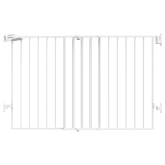 Babelio 31.5-55" No Bottom Bar Baby Gate Extra Wide, 2-in-1 Auto Close Dog Gate for The House, Stairs and Doorways, with Large Walk Thru Door, White-CubbioJoy
