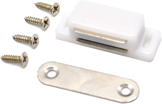Cabinet Magnet Latch - Best for Cabinet Doors, Cupboards, Drawers and Shutters - Cabinet Magnetic Latch Easy Install - Magnetic Cabinet Catch Screws Included - Set of 12(White)-CubbioJoy