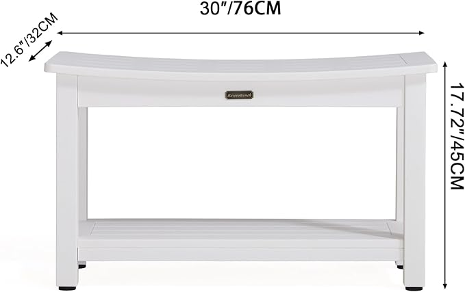 30'' Heavy Duty Shower Bench for Inside Shower, White Poly Bath Stool for Shaving Legs, Waterproof Spa Bath Chair Seat with Adjustable Feet, Weight Capacity 700LBS (30 x 13 Inches)-CubbioJoy