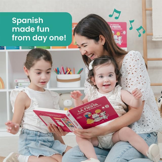 Binibi Spanish Musical Book Colors at The Birthday Party | Spanish Learning for Kids | Bilingual Children's Book | Bilingual Book for Babies & Toddlers 1-3 | Libro en español para bebés-CubbioJoy
