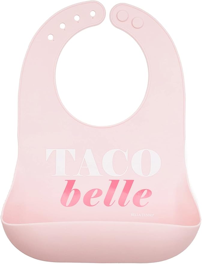Baby Bib for Eating by Bella Tunno, Waterproof Silicone Bib with Large Food Catcher, Adjustable Fit for Babies 4-12 months & Toddlers 1-3 Years, Boys & Girls, Taco Belle-CubbioJoy