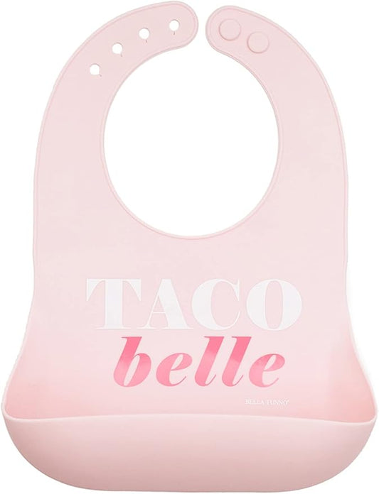 Baby Bib for Eating by Bella Tunno, Waterproof Silicone Bib with Large Food Catcher, Adjustable Fit for Babies 4-12 months & Toddlers 1-3 Years, Boys & Girls, Taco Belle-CubbioJoy