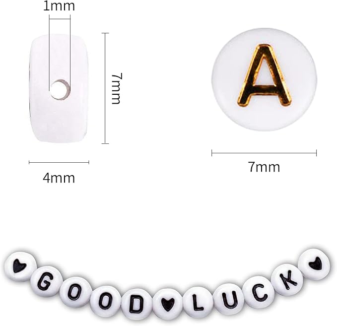 1400pcs Letter Beads, 4x7 mm Acrylic Alphabet Beads, Beads for Jewelry and Bracelet Making, in 28 Grid Box (White and Gold)-CubbioJoy