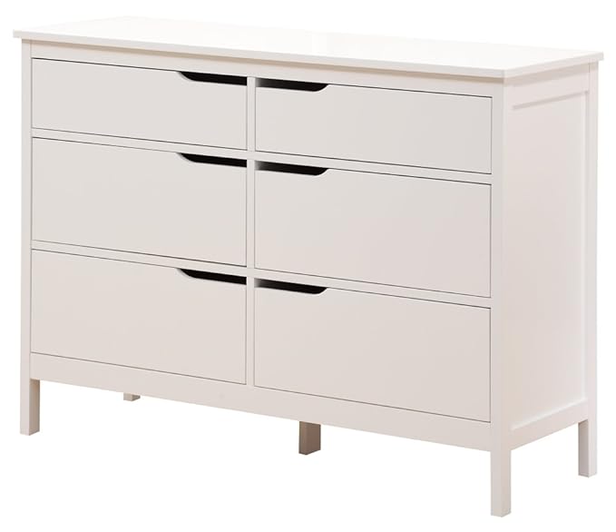 Angel Line Lauren 6 Drawer Dresser, White-CubbioJoy