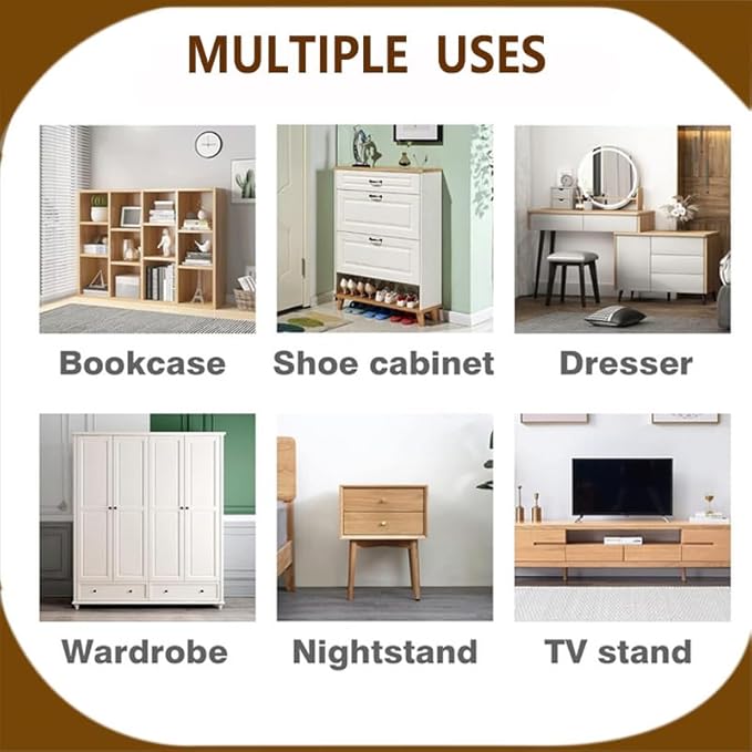 Anti Tip Furniture Anchors for Baby Pet Proofing,Furniture Wall Anchor Furniture Dresser Bookshelf Falling Prevention Device for Children (Brown)-CubbioJoy