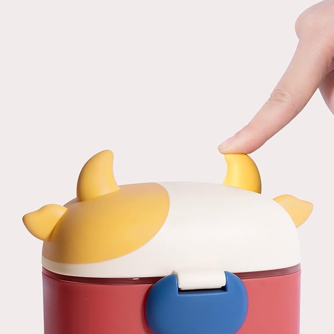 Bebamour Baby Formula Dispenser, BPA Free Portable Milk Powder and Candy Fruit Snack Storage Container with Scoop and Leveller for Travel, 450 ML, Green Cow-CubbioJoy