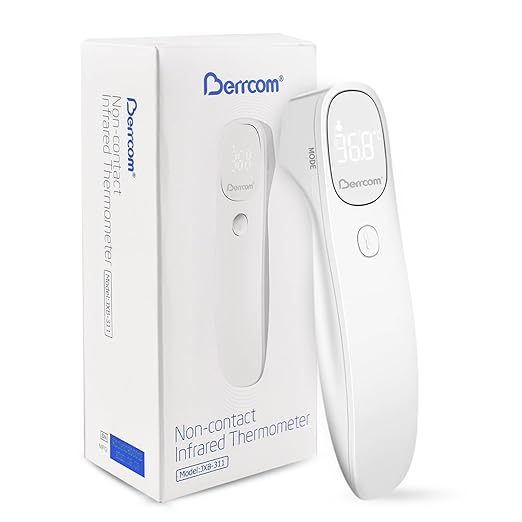 Berrcom Non Contact Infrared Thermometer Digital Forehead Thermometer for Adults and Kids Temperature Thermometer 3 in 1 with Fever Alert Touchless Baby Thermometer Large LED Display-CubbioJoy