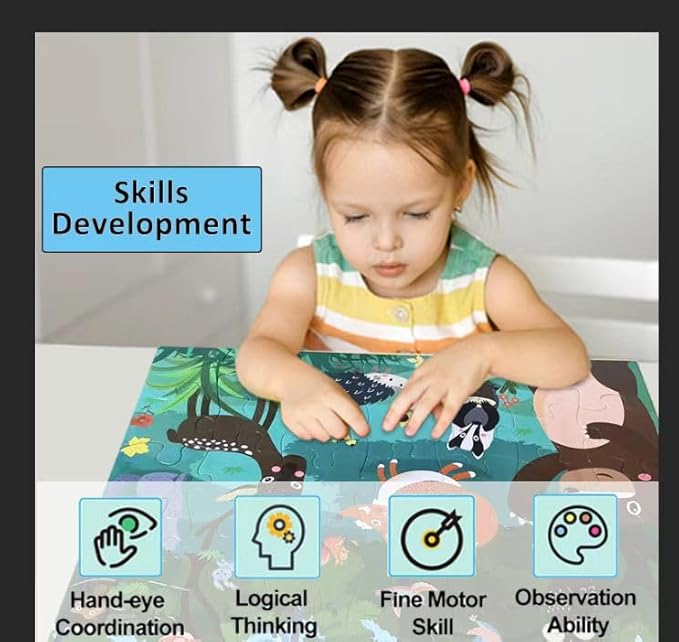 Jumbo Floor Puzzle for Kids, Large Jigsaw Puzzles 35 Piece for Kids Ages 3-5,Preschool Learning & Education Toys, Gifts for 4-8 Year Old Boys and Girls (Forest Animals)-CubbioJoy