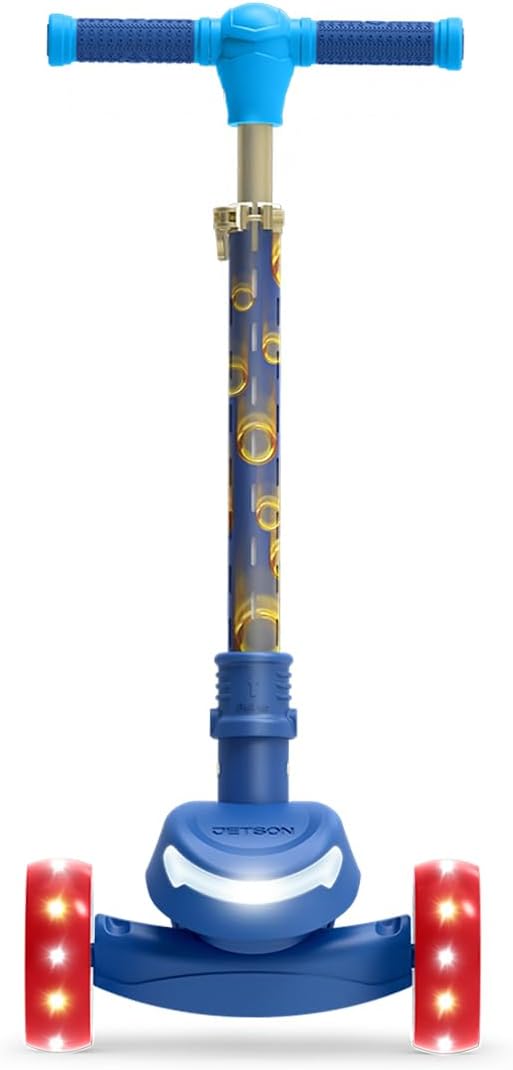 Jetson Character Kids Kick Scooter, LED Lights on Stem & Light-Up Wheels, Lightweight Frame, Height-Adjustable Handlebar, Lean-to-Steer System, Easy-Fold Mechanism-CubbioJoy