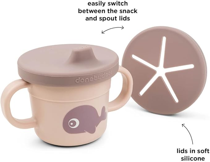 Done by Deer Foodie Spout & Snack Cup Wally Powder – Spill-Proof Toddler Cup for Snacks and Drinks – Travel-Friendly, Easy to Clean, Perfect for 6-Month-Olds-CubbioJoy