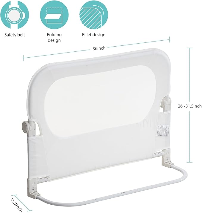 Baby Bed Rail Guard for Toddlers - 35.4" Toddler Bed Rails for Crib,Twin,Full, Queen Bunk Size Bed Swing Down Bedrail Extral Tall Child Safety Side Railing Guards for Kids-CubbioJoy