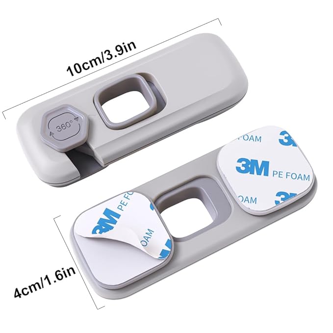 5 Pack Child Proof Refrigerator Lock, QYESWHSR Fridge Locks for Kids with Sticky Adhesive Pads, Child Safety Locks for Doors, RV Refrigerator, Oven Lock Child Safety Baby Cabinet Locks - Grey Updated-CubbioJoy