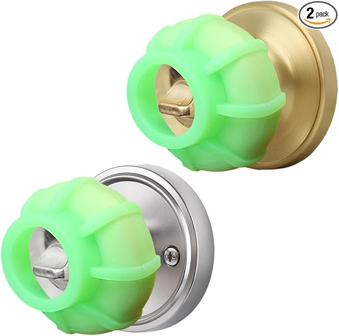 Door Handle Grip Doorstop Knob Stopper Cover, Set of 2 Door Knob Grips Universal Size (Neon Green)-CubbioJoy