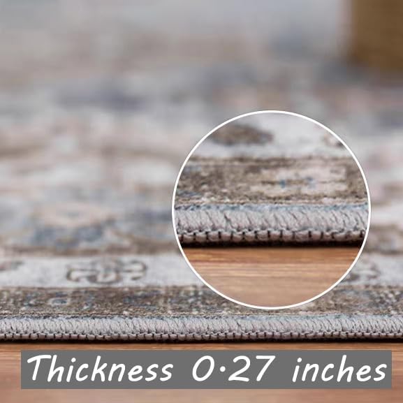 6x9 Washable Area Rug Boho Chic Medallion Distressed Design Non-Shedding Easy Care Ideal for High Traffic Areas in Living Room Bedroom Office Kitchen Coffee Table Large Carpet-CubbioJoy