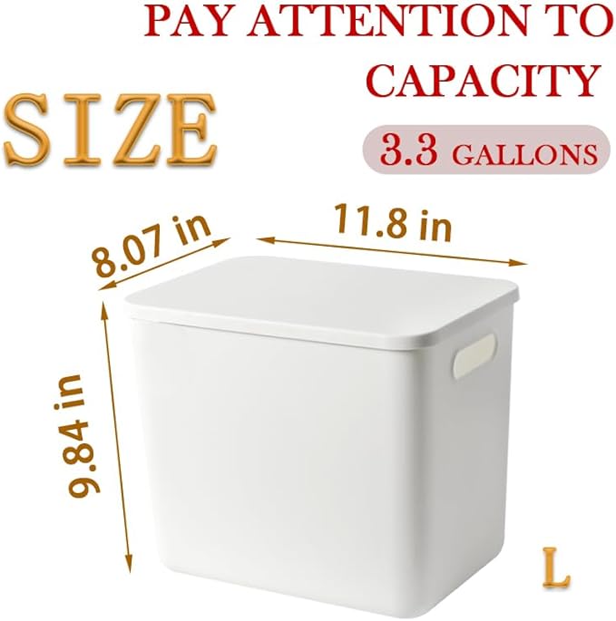 5 pack large plastic White storage bins with Lids, Toy Box Chest with Handle，Organizer Containers Baskets for Baby,Nursery，Shelves，Playroom, Bedroom，Office,Closet，home (White, 5L)-CubbioJoy