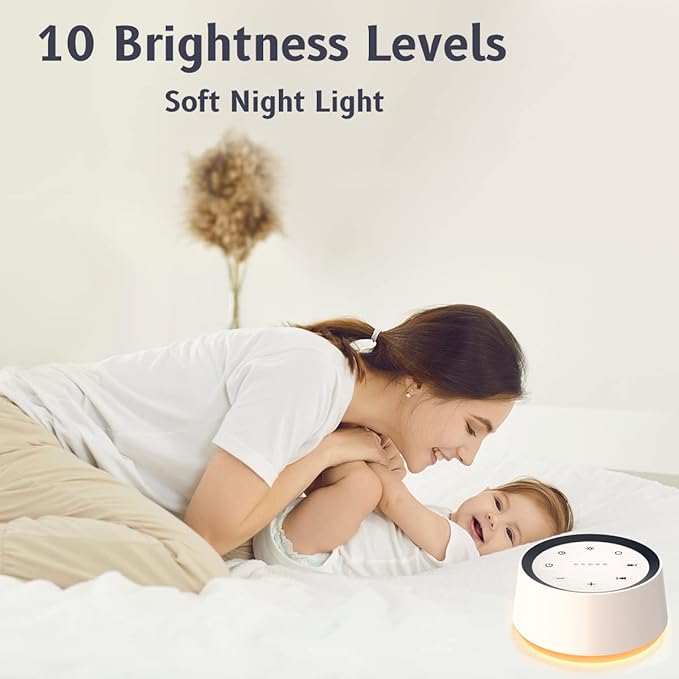 Brown Noise Sound Machine with 30 Soothing Sounds 12 Colors Night Light White Noise Machine for Adults Baby Kids Sleep Machines Memory Function 36 Volume Levels 5 Timers for Home Office Travel-CubbioJoy