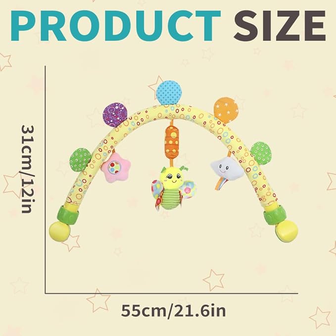 Caterbee Travel Arch Bassinet Toys for Infant & Toddlers, Baby Crib Stroller Accessory & Pram Activity Bar Toy for Senses and Motor Skills Development Indoor and Outdoor-CubbioJoy