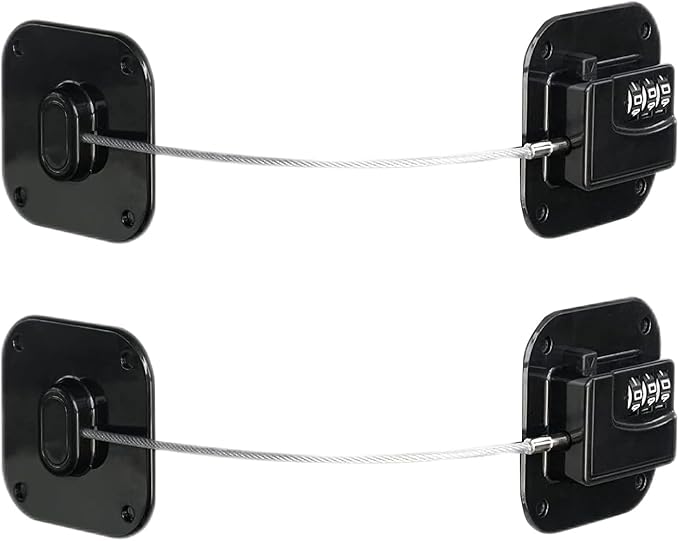 Child Safety Cabinet Locks, Fridge Lock with Combination, Closet Lock,Cabinet Lock,Child Proof Refrigerator Lock(Black 2Pcs)-CubbioJoy