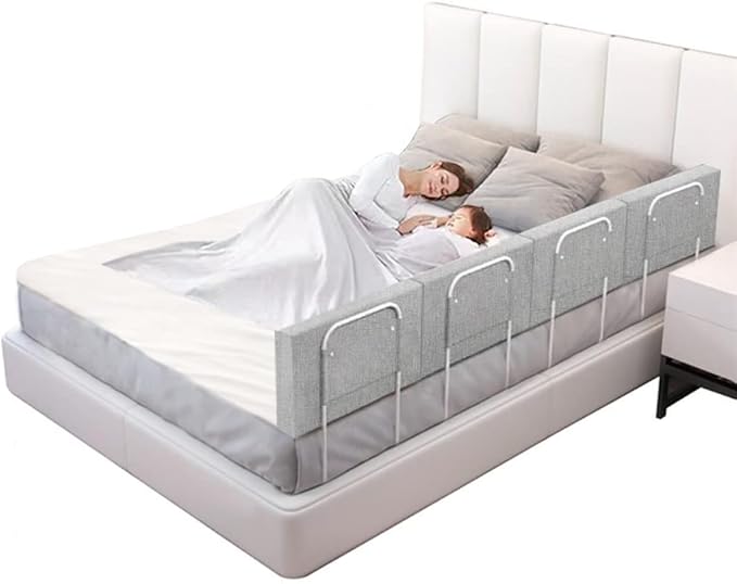 Bed Rail, Bed Rail for Toddlers, Kid, Adult, 78.7" Bed Side Rails for Full, Queen, King, Twin, Bunk, Dorm Beds to Prevent Falls, Bed Rails Can be Flexibly Combined, Easy Installation (Gray, 4 Packs)-CubbioJoy