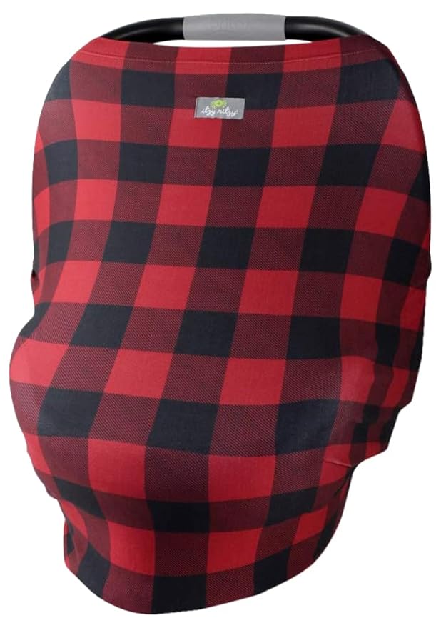 Itzy Ritzy 4-in-1 Nursing Cover, Car Seat Cover, Shopping Cart Cover & Infinity Scarf – Breathable, Multi-Use Nursing Cover Up for Breastfeeding, Carseat Canopy & Stroller Cover (Buffalo Plaid)-CubbioJoy